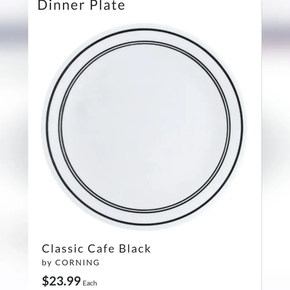 Classic Cafe in Black by‎ Corelle Set of Four 10.5